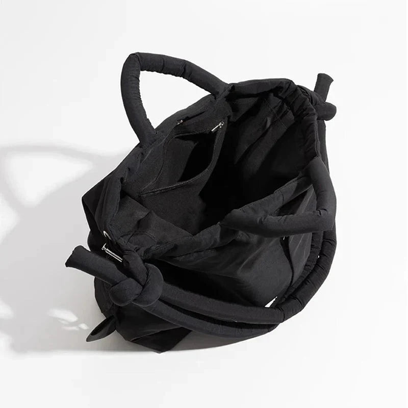 Padded Knot Strap Drawstring Shoulder Tote Bag