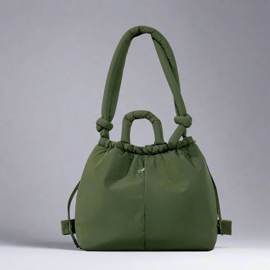 Padded Knot Strap Drawstring Shoulder Tote Bag