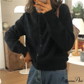 Single Breasted Solid Round Neck Knitted Cardigan

Modified Title: One Buttoned Plain Circular Neck Knitted Cardigan