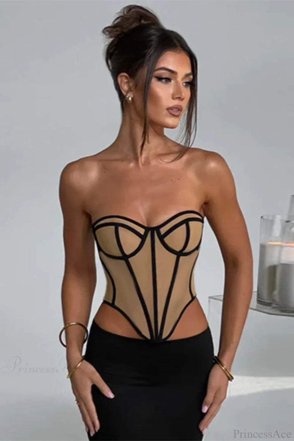 Color-block open-back bustier corset from Hicosy — view 3
