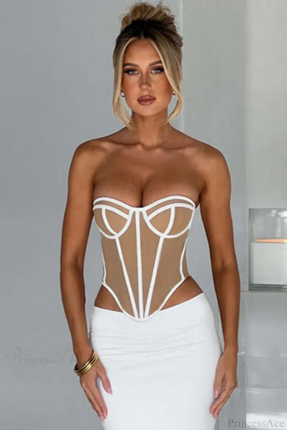 Color-block open-back bustier corset from Hicosy — view 4