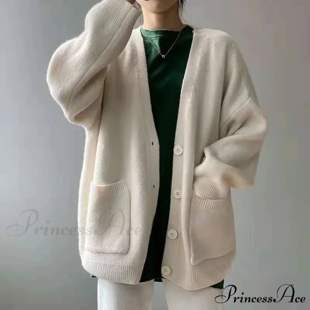 Sluggish Breeze Gold Solo-Buttoned Knitted Cardigan