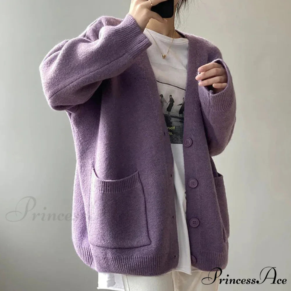 Sluggish Breeze Gold Solo-Buttoned Knitted Cardigan
