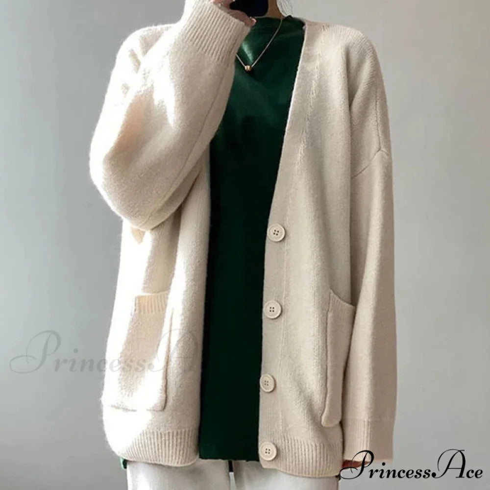 Sluggish Breeze Gold Solo-Buttoned Knitted Cardigan