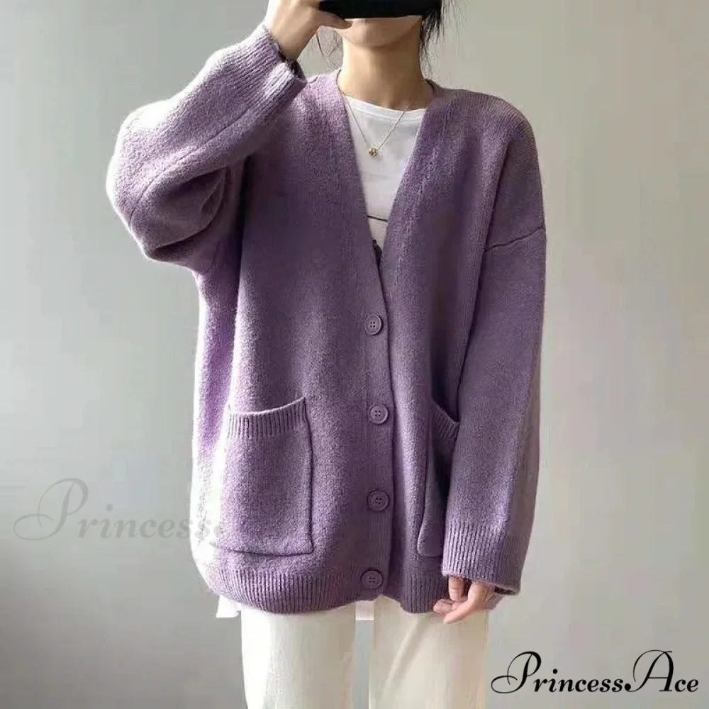 Sluggish Breeze Gold Solo-Buttoned Knitted Cardigan