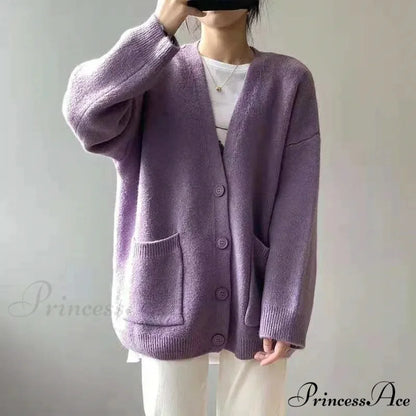 Sluggish Breeze Gold Solo-Buttoned Knitted Cardigan
