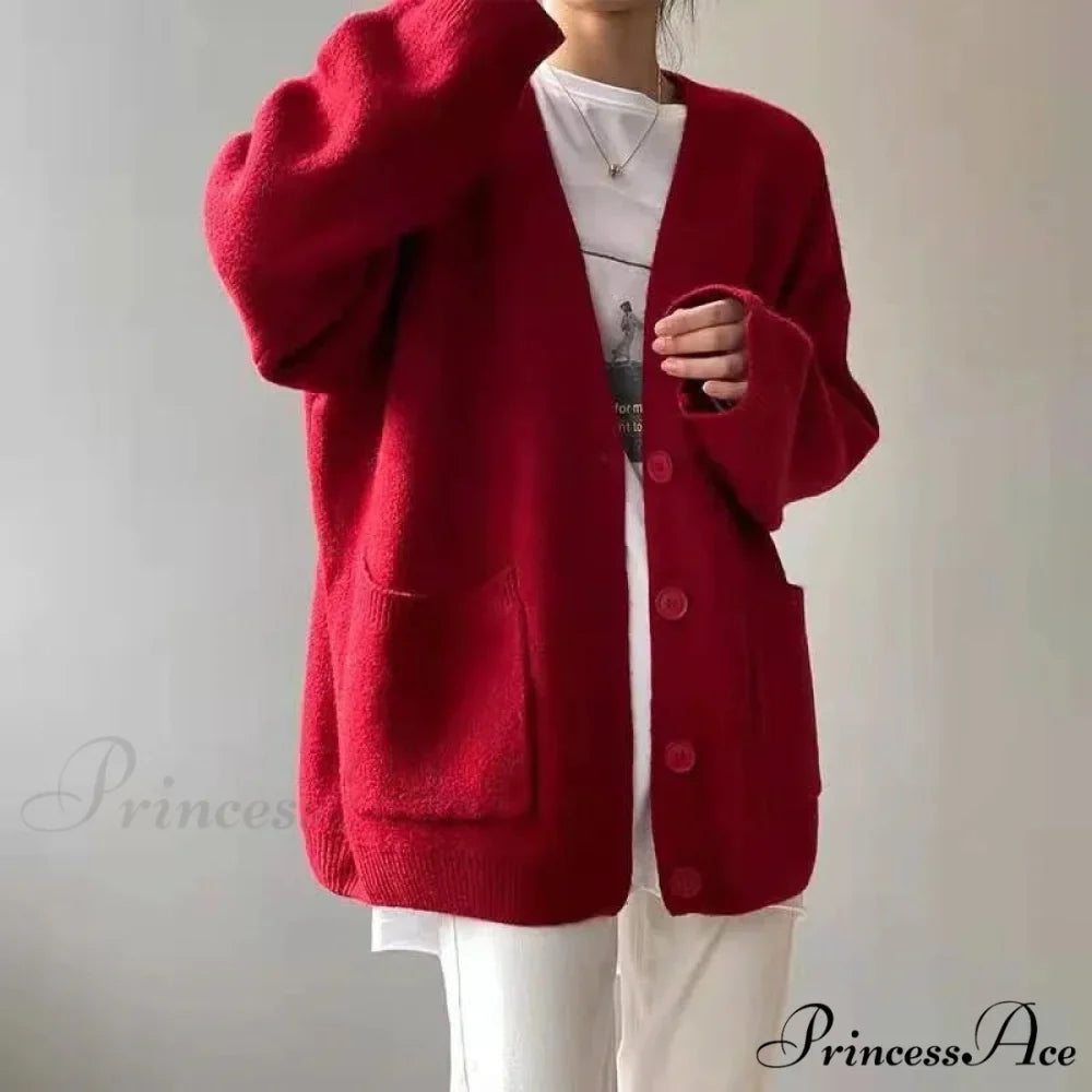 Sluggish Breeze Gold Solo-Buttoned Knitted Cardigan