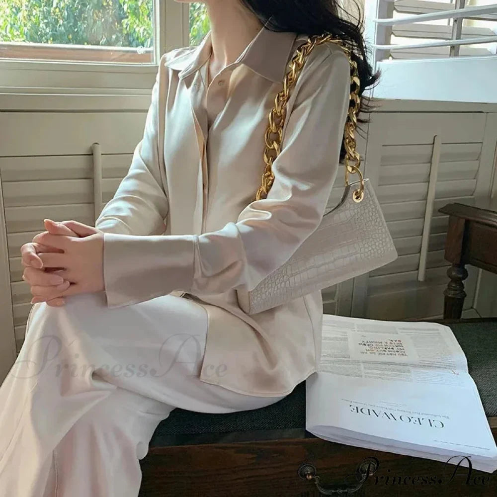 Smooth Long Sleeve French Style Office Lady Blouse
