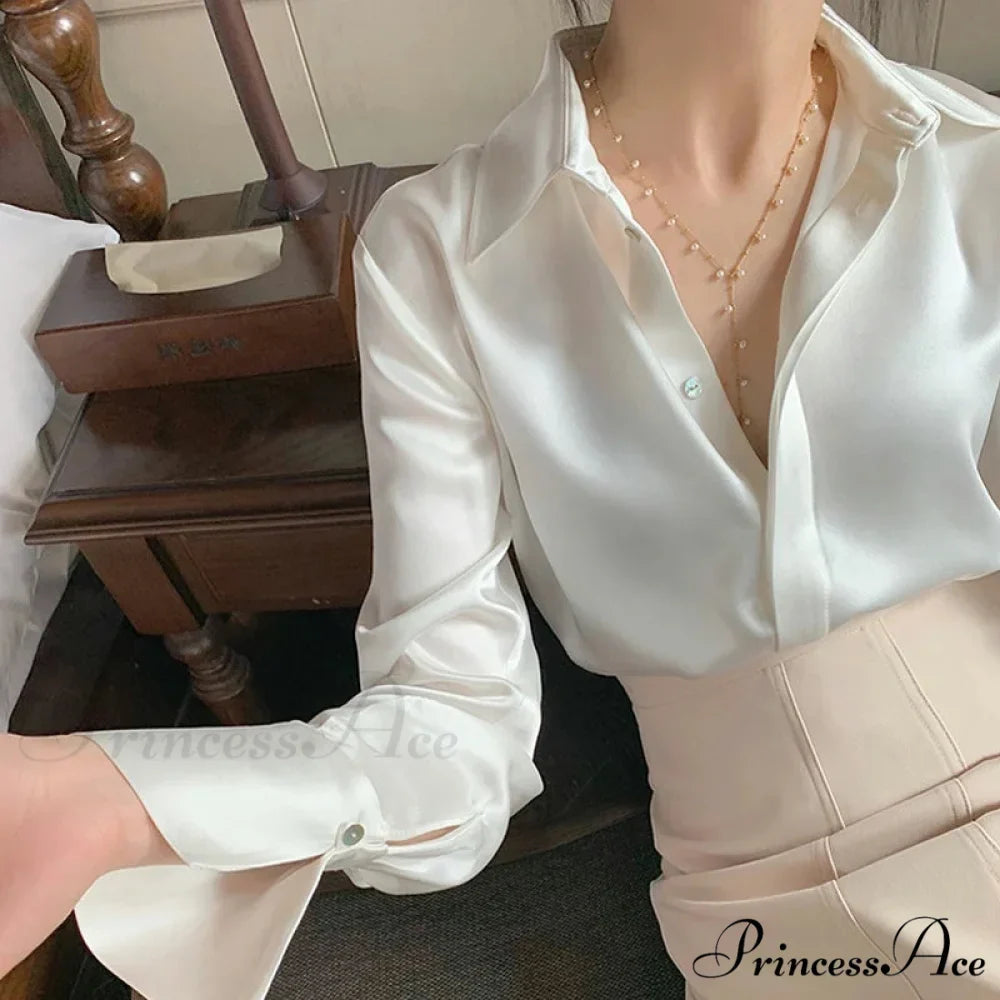Smooth Long Sleeve French Style Office Lady Blouse