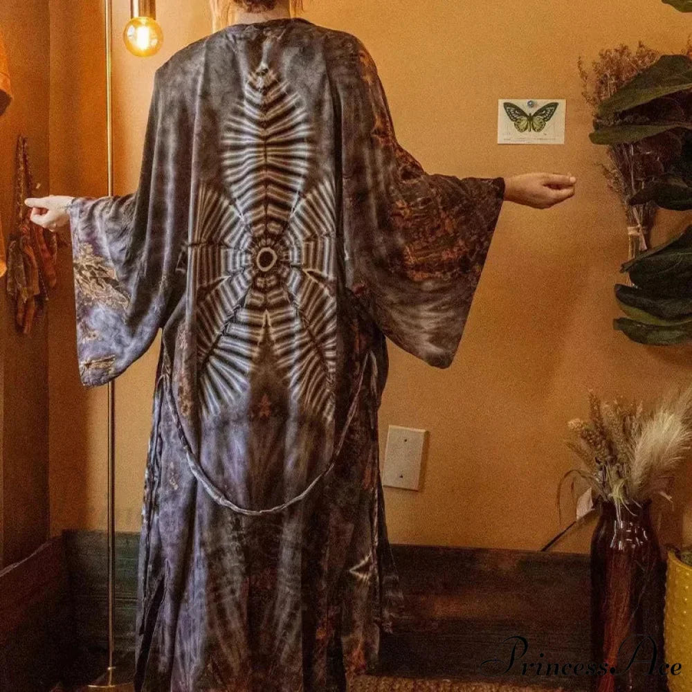 Soft Rayon Floral Patterned Bohemian Long Beach Cover up