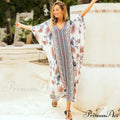 Soft Rayon Flower Print Long Bohemian Cover up