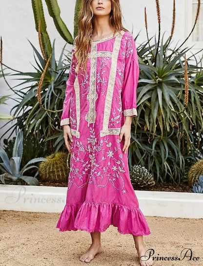 Soft Rayon Long Sleeve Bohemian Dress
