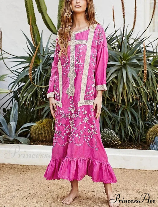 Soft Rayon Long Sleeve Bohemian Dress
