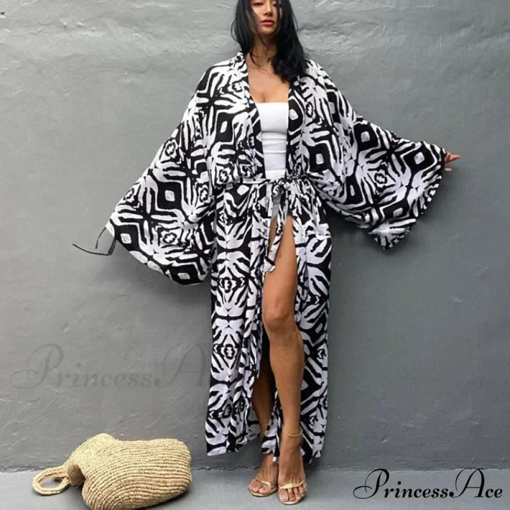 Soft Rayon Patterned Self Tied Long Bohemian Wrap