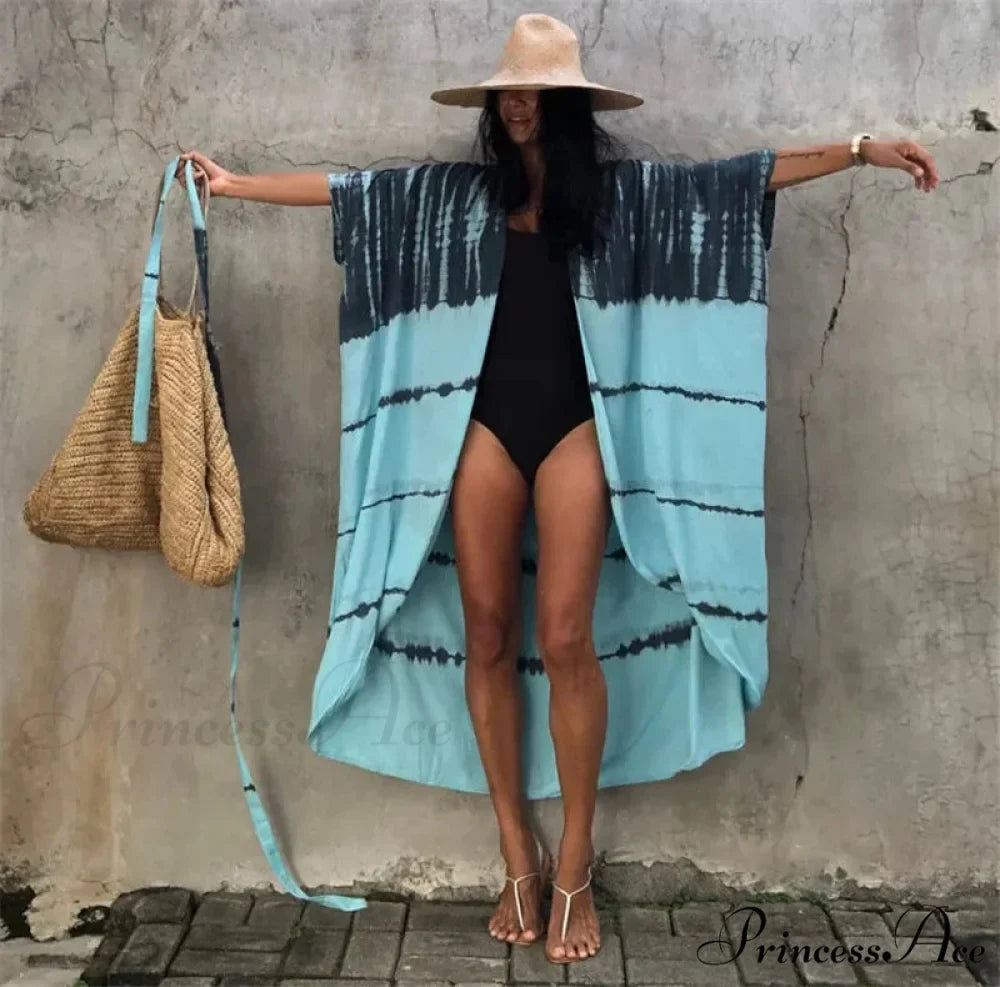 Soft Rayon Striped Pattern Cardigan Boho Beach Cover up