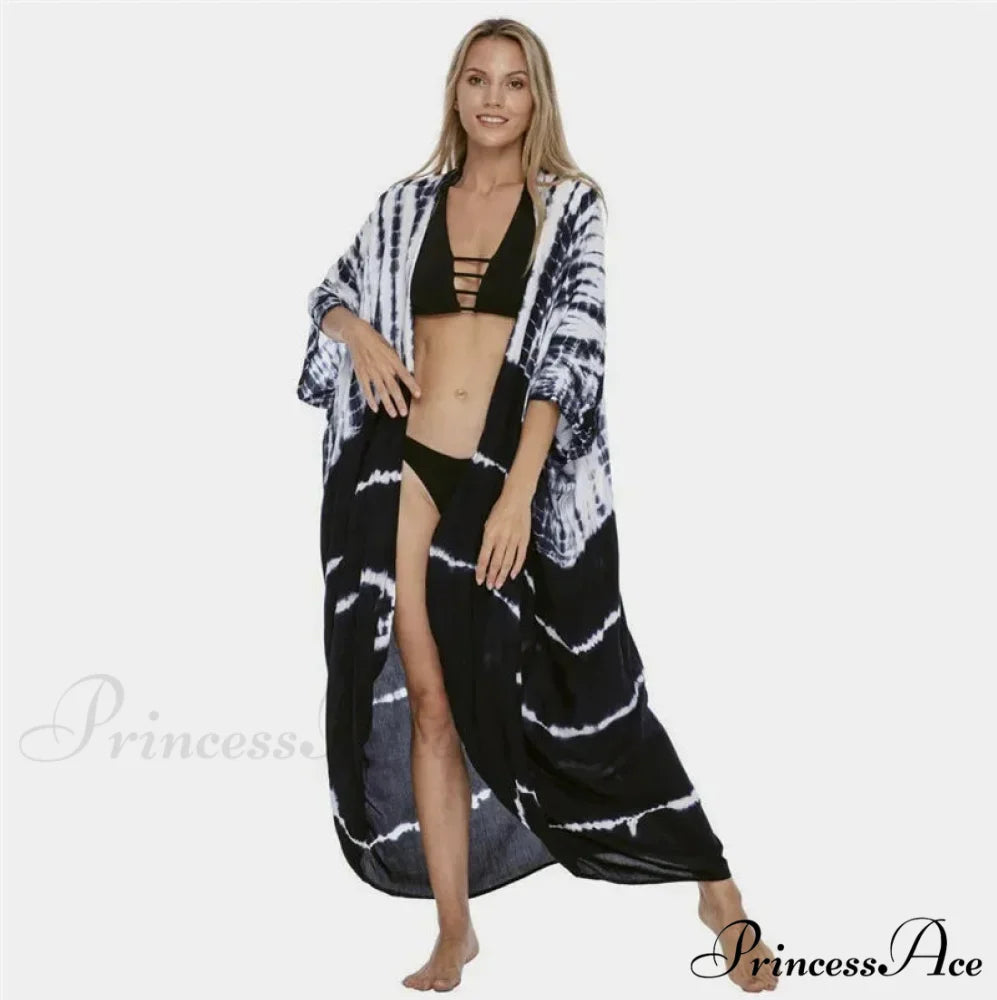 Soft Rayon Striped Pattern Cardigan Boho Beach Cover up