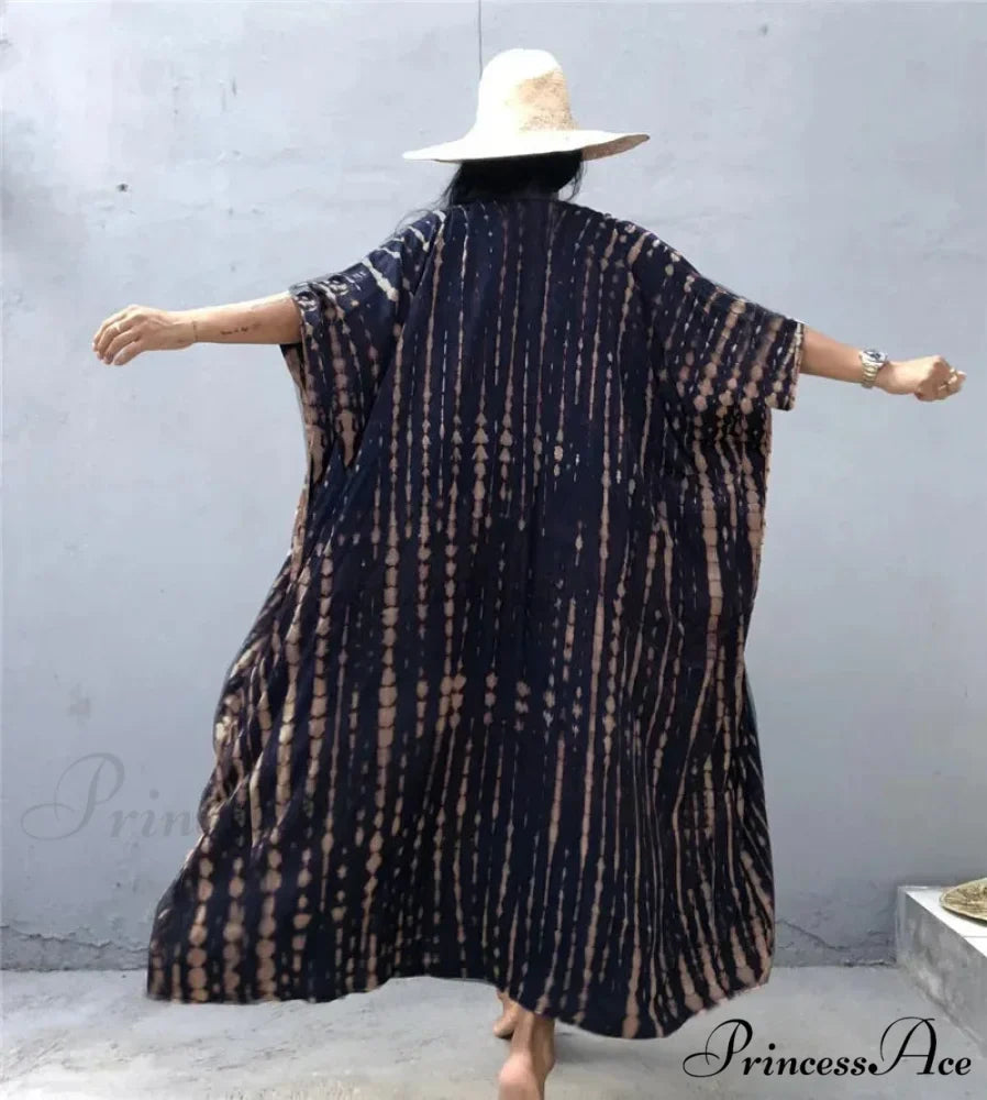 Soft Rayon Striped Pattern Cardigan Boho Beach Cover up