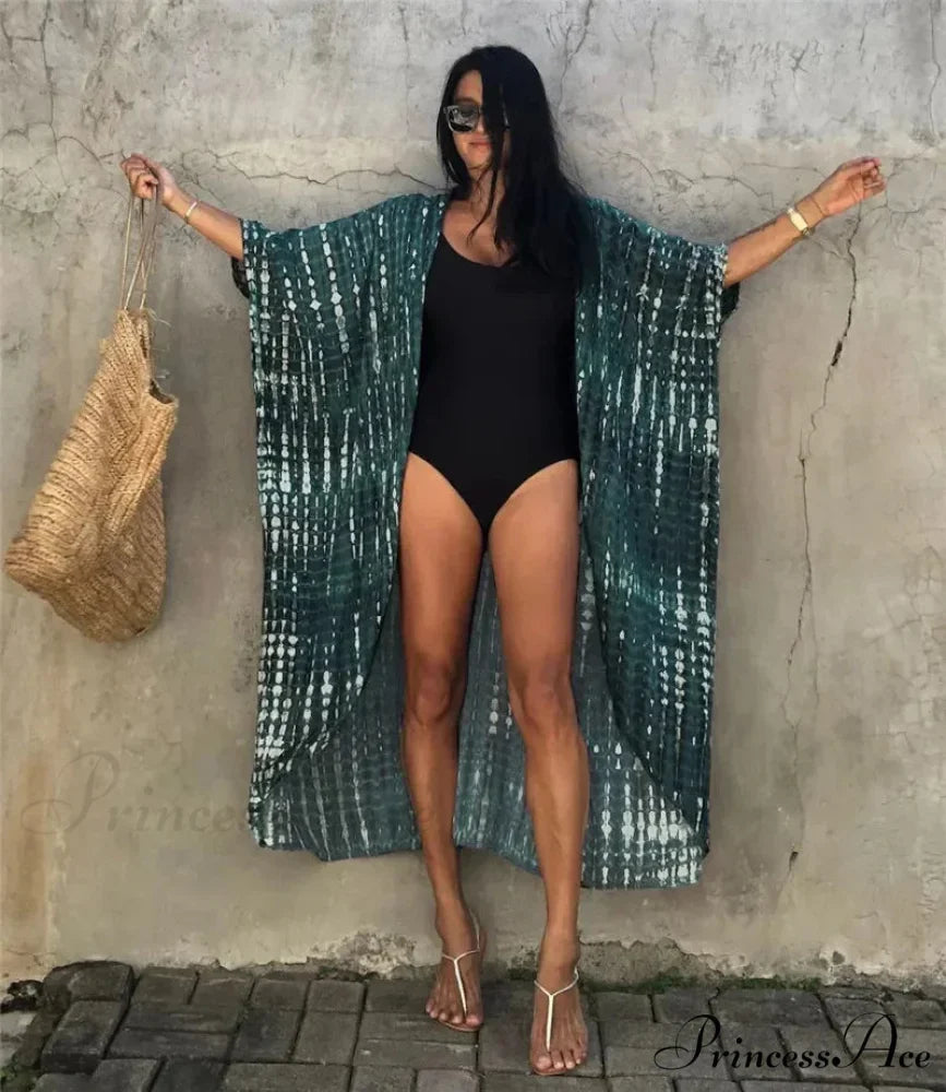 Soft Rayon Striped Pattern Cardigan Boho Beach Cover up