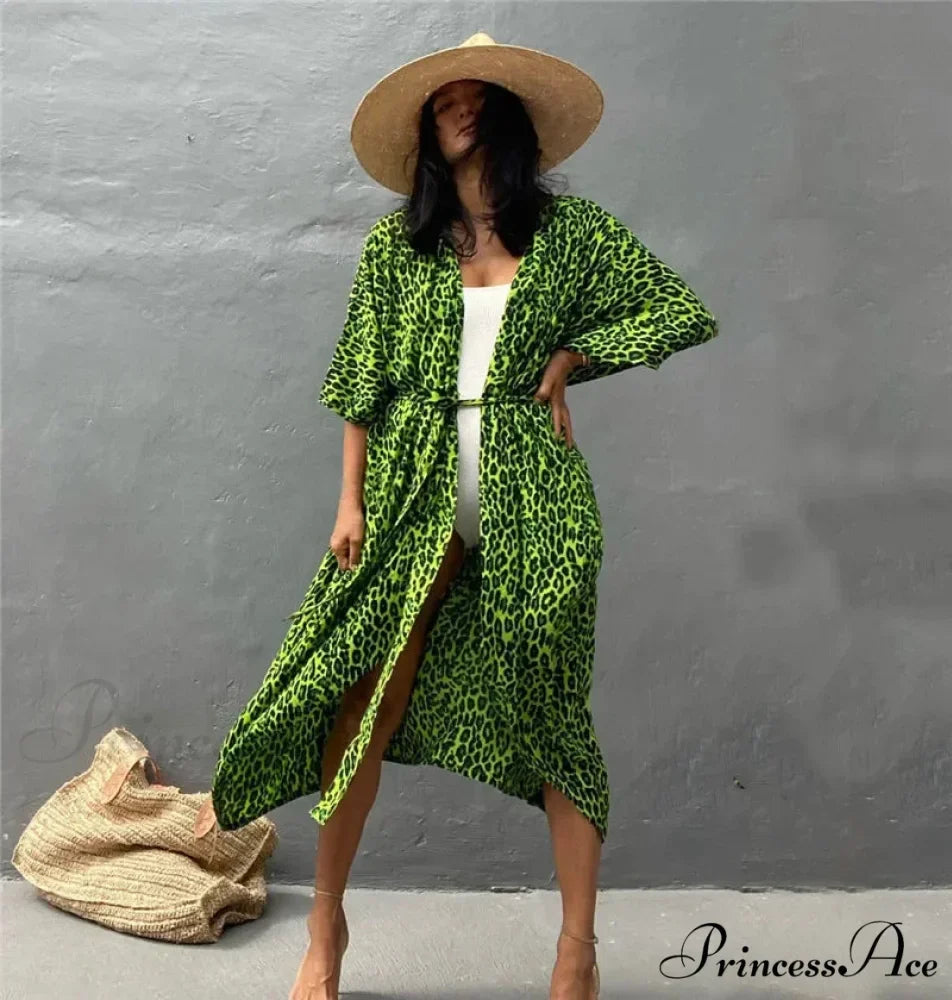 Soft Rayon Striped Pattern Cardigan Boho Beach Cover up