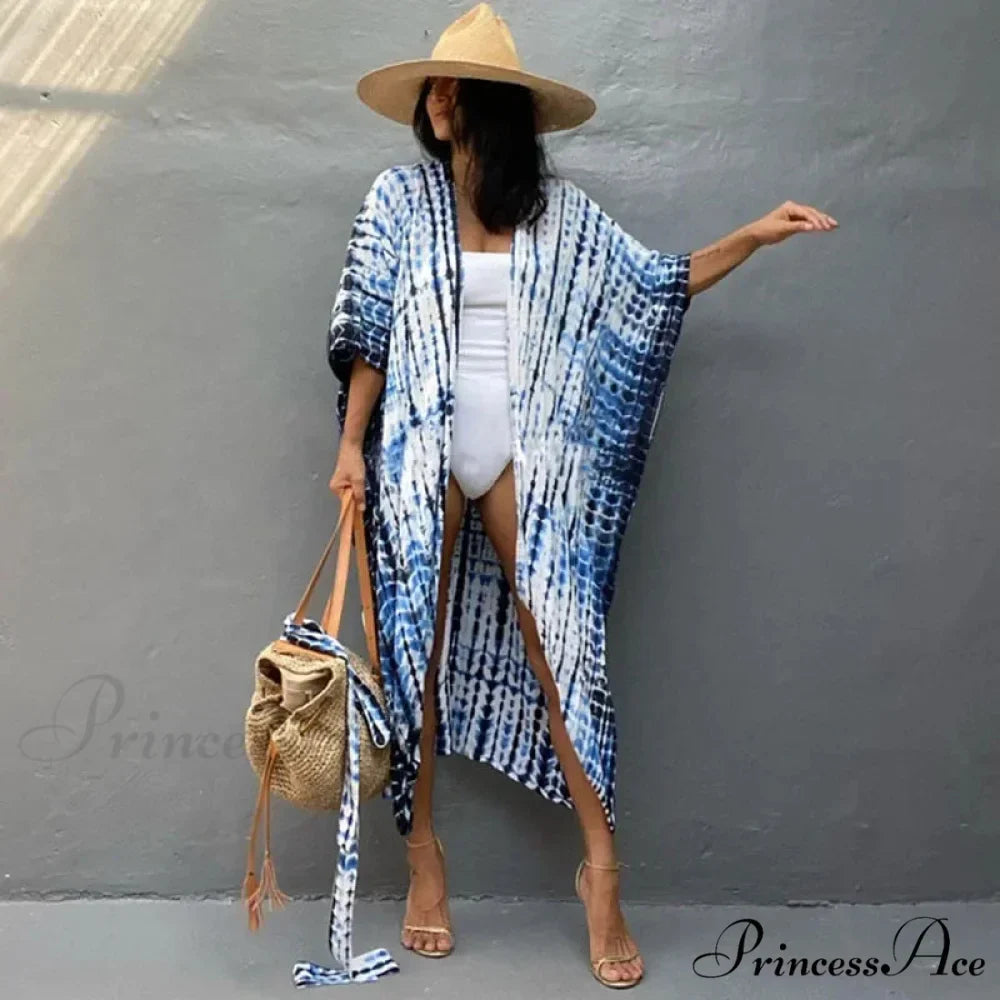 Soft Rayon Striped Pattern Cardigan Boho Beach Cover up