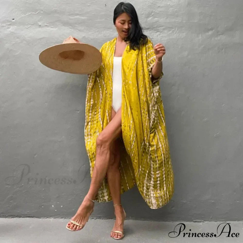 Soft Rayon Striped Pattern Cardigan Boho Beach Cover up