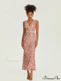 Sophisticated Flower Fishtail Lace Trim Wrap V-neck Bodycon Flower Dress