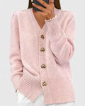 Lillyanne | Women's Cashmere V-Neck Cardigan, Heart Button Detail – Elegant Layering