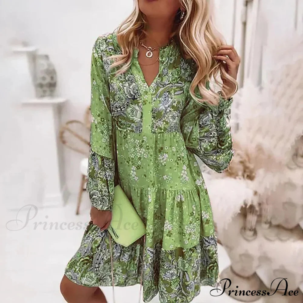 Spring Informal Flowery Medium Length Dress