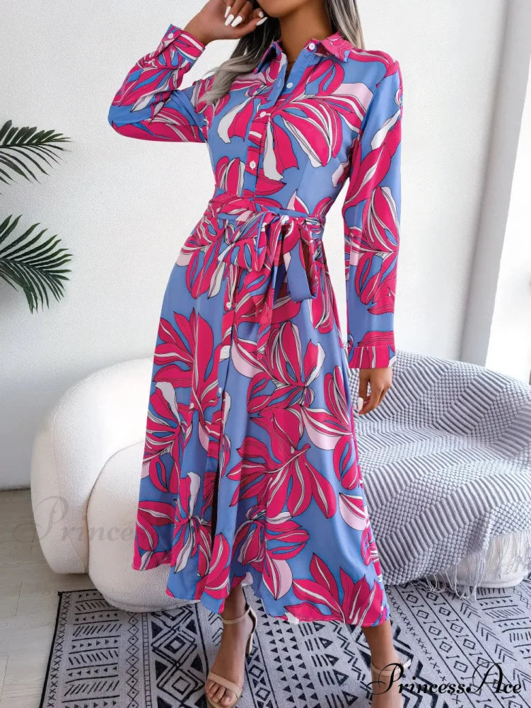 Spring Summer Contrast Floral Polo Collar Shirt Floral Dress

Modified Title: Spring Summer Different Flower Polo Neck Shirt Flower Dress