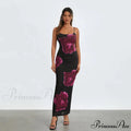 Strapless Spaghetti Strap Flower Split Back Hem Dress