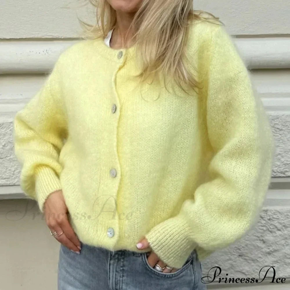 Stylish 2000s Button-Up Knit Informal Soft Cardigan Jacket