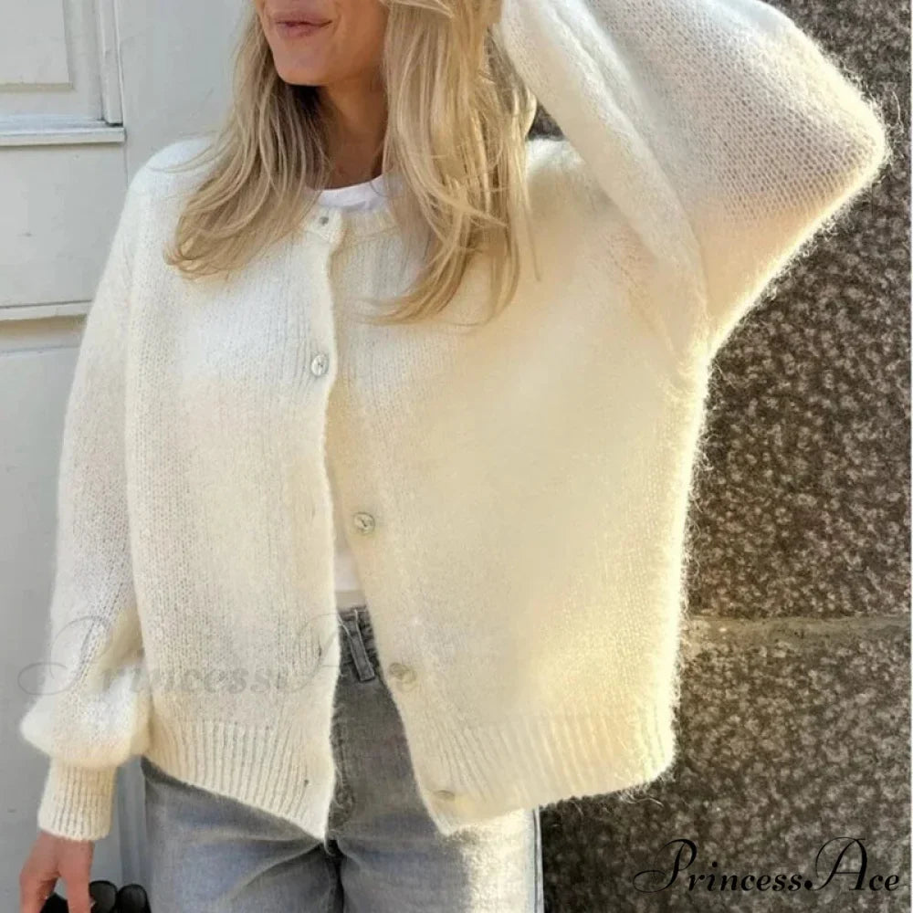Stylish 2000s Button-Up Knit Informal Soft Cardigan Jacket