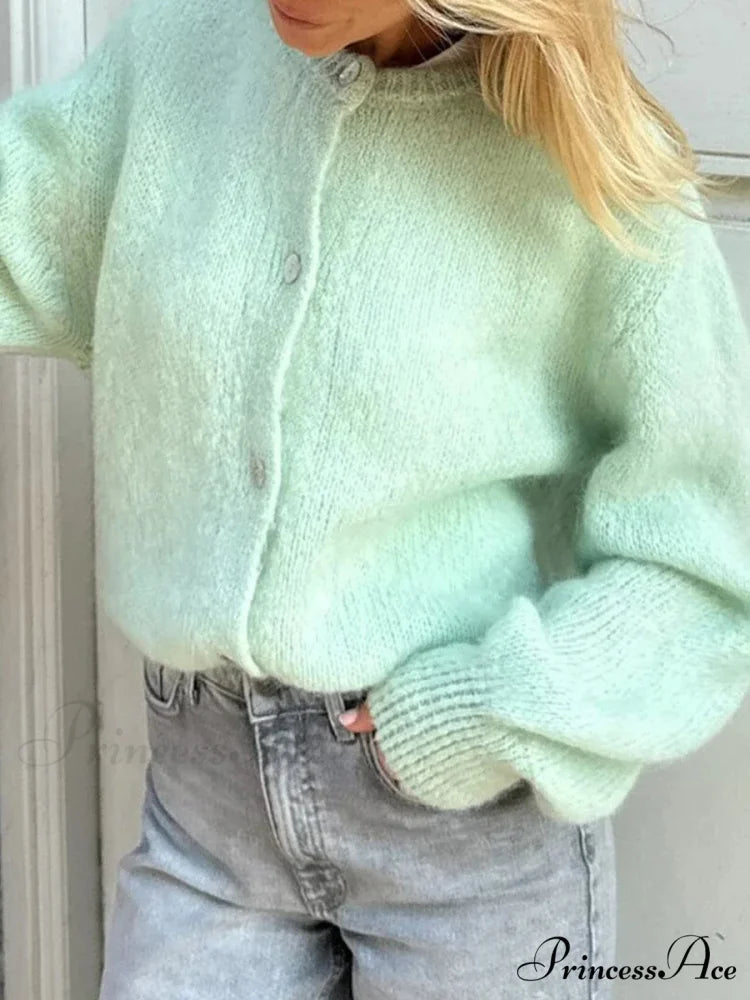 Stylish 2000s Button-Up Knit Informal Soft Cardigan Jacket