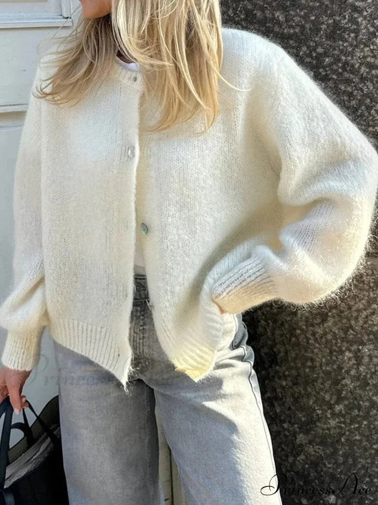 Stylish 2000s Button-Up Knit Informal Soft Cardigan Jacket