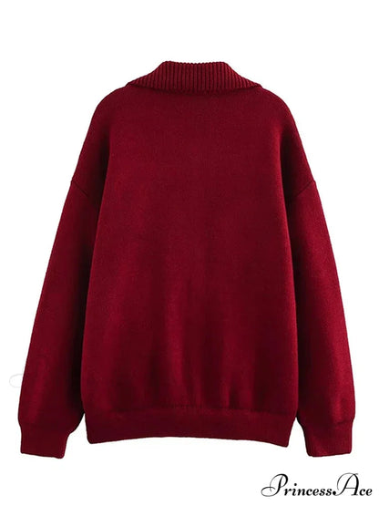 Stylish Collar Plain Buttoned Pockets Lengthy Knitted Cardigan