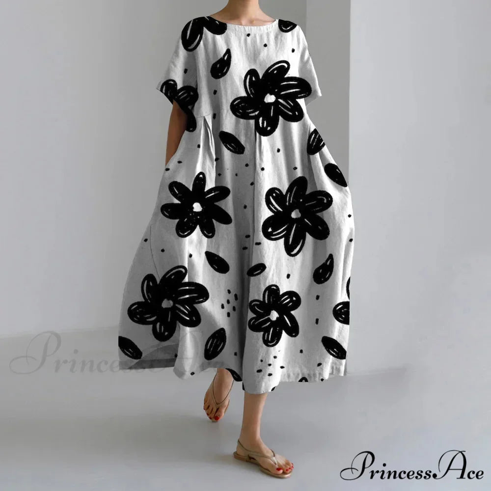 Stylish Flower Patterned Short Sleeve Evening Flower Dress