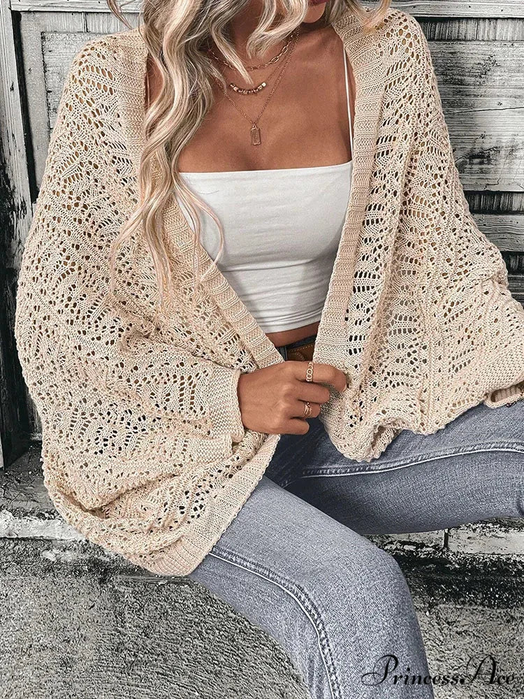 Stylish Front Open Batwing Sleeve Relaxed Knit Cardigan