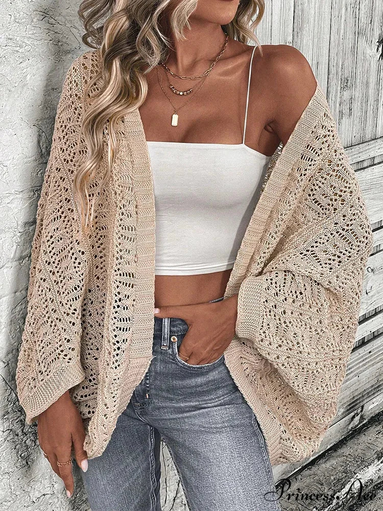 Stylish Front Open Batwing Sleeve Relaxed Knit Cardigan