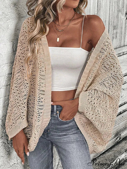 Stylish Front Open Batwing Sleeve Relaxed Knit Cardigan