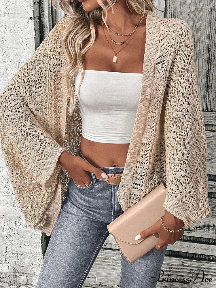Stylish Front Open Batwing Sleeve Relaxed Knit Cardigan