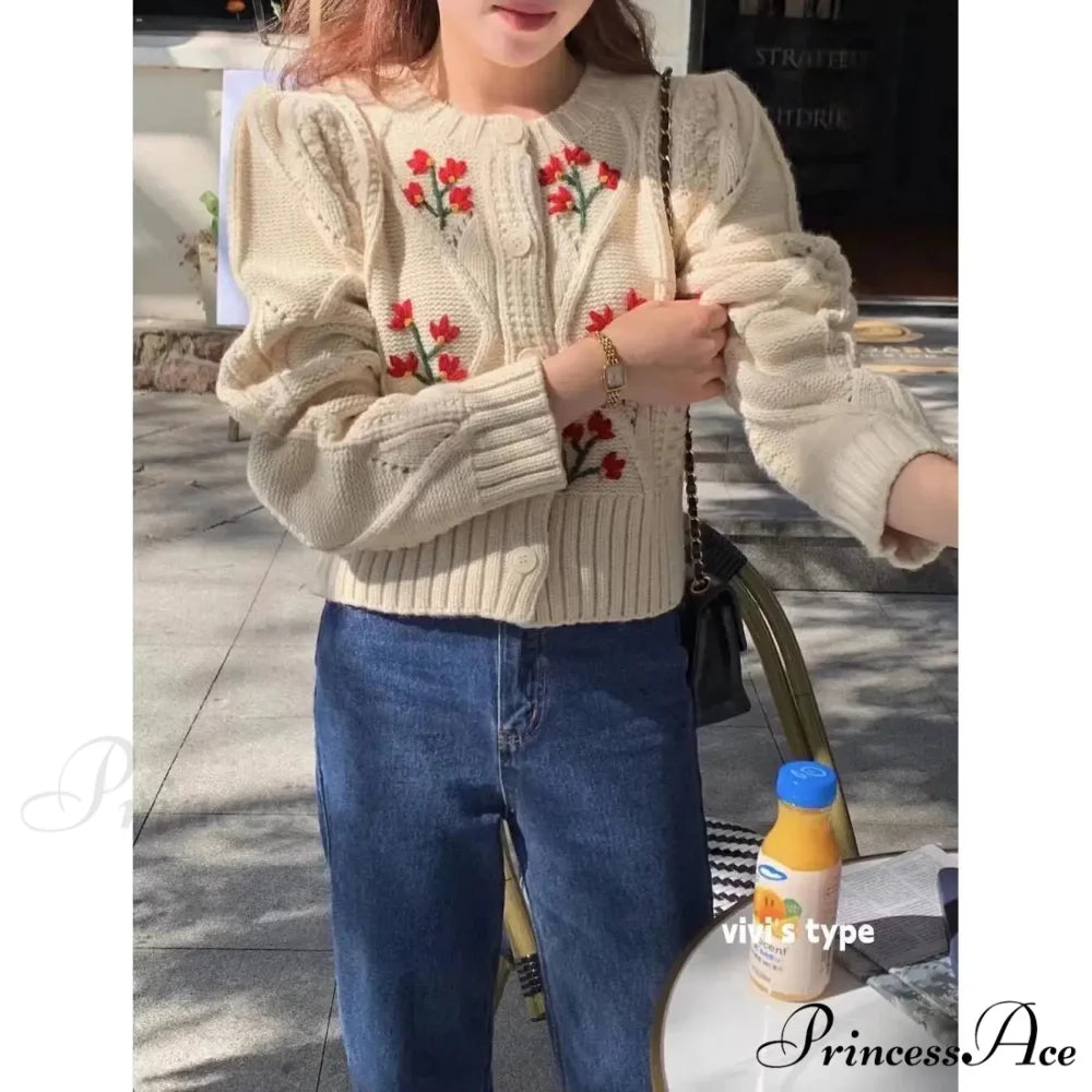 Stylish Print Solo Buttoned Knit Cardigan
