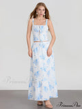 Suspend Crop Tank Top Cinch A-line Skirt Floral Dress