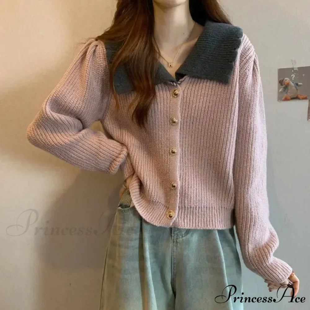 Toy Throat Unmarried Buttoned Baggy Knitted Cardigan