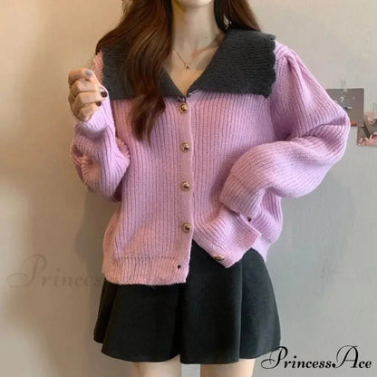 Toy Throat Unmarried Buttoned Baggy Knitted Cardigan