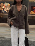 Traditional Strong Pocket V-Neck Single-Breasted Cardigan