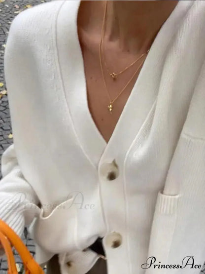 Traditional Strong Pocket V-Neck Single-Breasted Cardigan