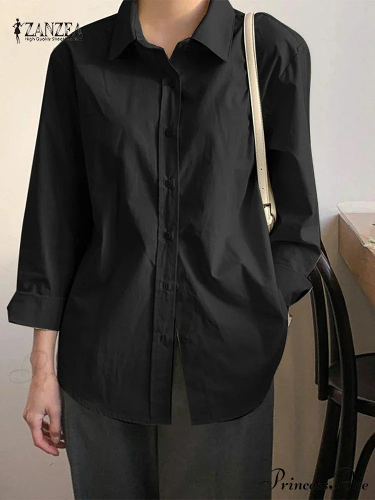 Uneven Lace-Up Button Lapel Blouse