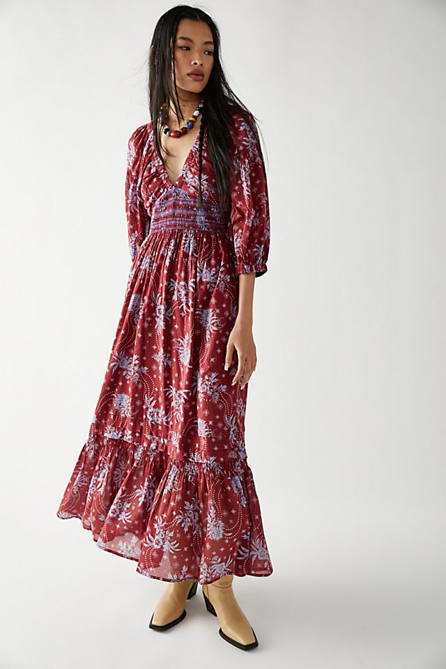 Chiffon Long Sleeve Holiday Floral Boho Dress