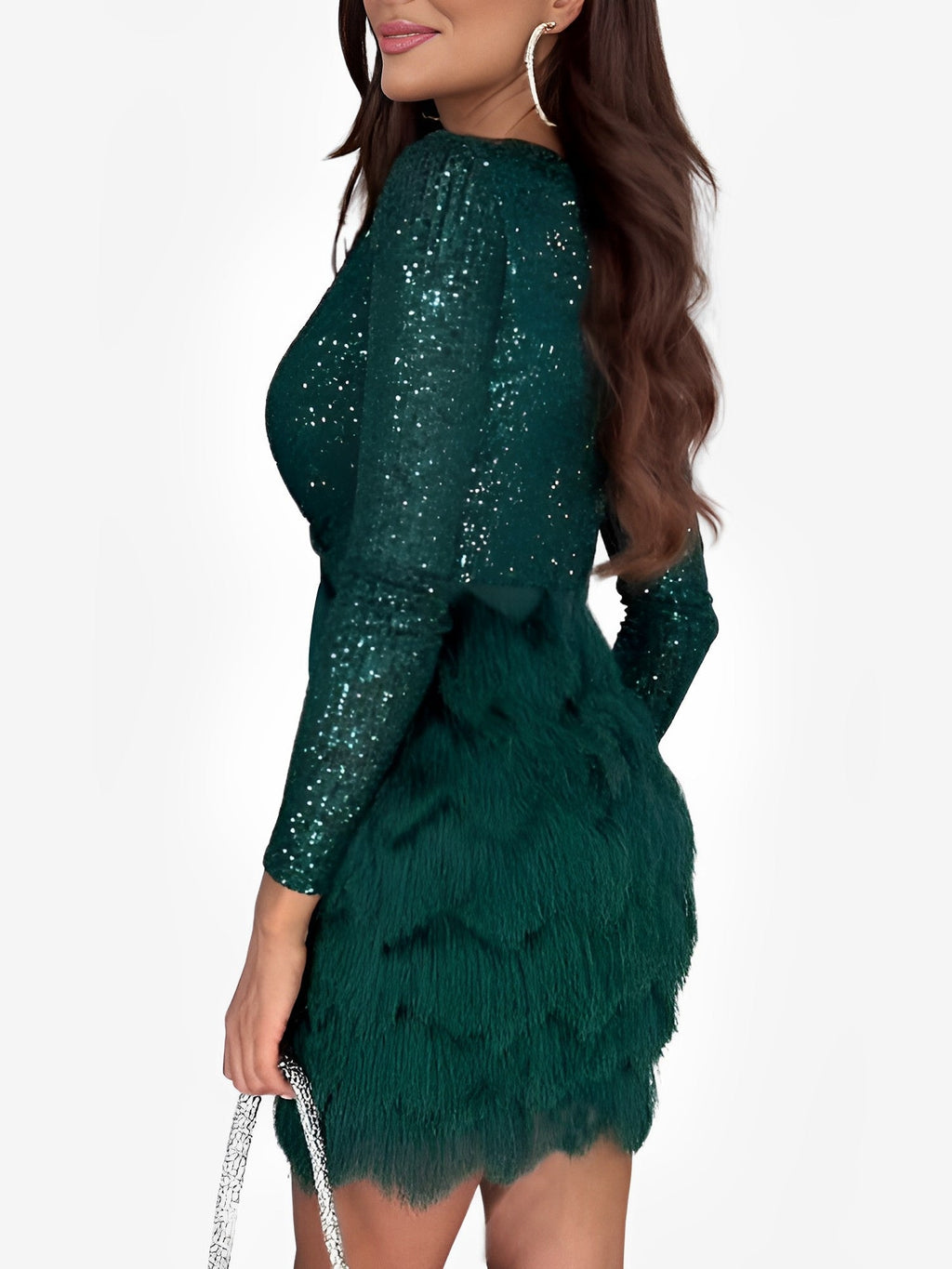Elegant Sequin Fringe Wrap Homecoming Dress