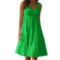 Sleeveless Scoop Neck Tiered Ruffle Hem Casual Sundress